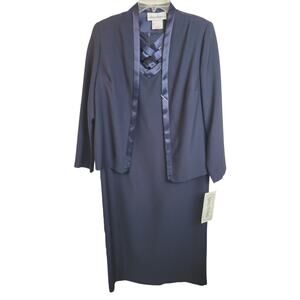 NWT VTG Nancy Michaels Royal Blue 2-Piece Formal Dress & Jacket Size 8P